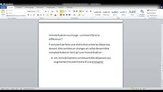 Comptabilité approfondie  immobilisation ou charge  comment faire la différence [upl. by Shanta800]