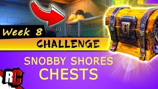 Fortnite WEEK 8 Challenge  Snobby Shores CHEST Locations Search Challenge  Chest Map Locations [upl. by Kuebbing136]