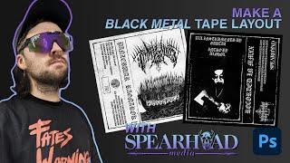 HOW TO Easy Black Metal CassetteTape Layout  Photoshop Tutorial 2021 [upl. by Ylliw485]