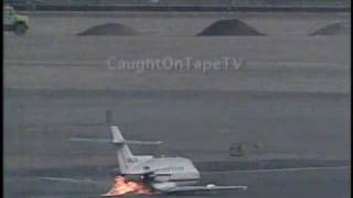 PLANE MAKES EMERGENCY FLAMING BELLY LANDING [upl. by Brandea]