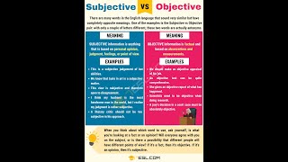 Subjective vs Objective [upl. by Bertasi]