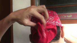 Bandana How to fold and tie as headwear [upl. by Annahsohs]