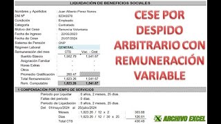 Liquidación de Beneficios Sociales con Remuneración Variable y Cese por Despido Arbitrario [upl. by Areht61]