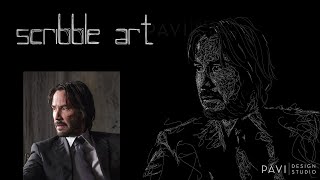 How to do Scribble Art in Photoshop  Keanu Reeves  Pavi Design Studio [upl. by Hanfurd]