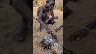 He is preparing the breakfast middle of nowhere ‼️😋food hadzabetribe africa [upl. by Nnauol]