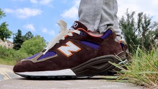 New Balance Teddy Santis 990v2 Brown Purple On Foot review unboxing [upl. by Stefa]