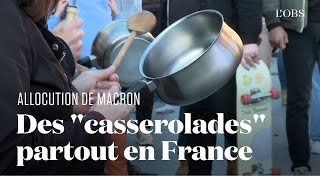 Des concerts de casseroles ont répondu à lallocution dEmmanuel Macron [upl. by Suoivatco]