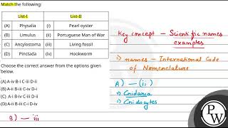 Match the following ListI ListII A Physalia i Pearl oyster B Limulus ii Portuguese Ma [upl. by Nekciv]