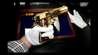 24K Gold Colt 1911 Pistol Gold Cup National Match 45ACP [upl. by Marquez425]