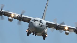 Lockheed C130H30 Hercules RNLAF G275 Touch and Go and landing at Nörvenich AirBase ETNN [upl. by Enelak]