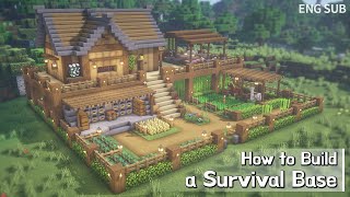 Minecraft How To Build a Survival Base Tutorial Building Tutorial 14  마인크래프트 야생 건축 인테리어 [upl. by Odnalref396]