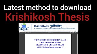 Latest method for krishikosh thesis download Thesis download krishikosh 2023 [upl. by Dominic]