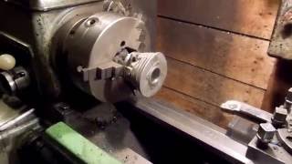 Reboring 50cc mopad cylinder on lathe 1K62 [upl. by Latsyk]