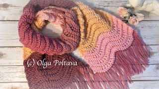 How to Crochet Ribbed Ripple Scarf Hobbii Lollipop Yarn Crochet Video Tutorial [upl. by Norvan]