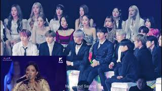 WANNA ONE BLACKPINK REACTION TO GIDLE  HANN  RAP SOYEON  LATATA  MMA 2018 [upl. by Drue666]