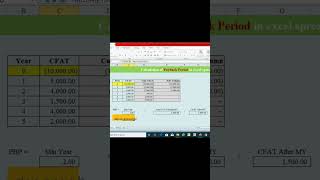 How to calculate Payback Period PBP in Excel spreadsheet [upl. by Divine]