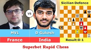 Chess Game Maxime VachierLagrave France vs D Gukesh India  Superbet Rapid Chess  Result 01 [upl. by Edak]