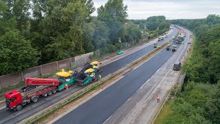 WIRTGEN Großfräsen und VÖGELE Straßenfertiger auf der A3 bei Duisburg [upl. by Nanreit]