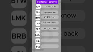 FULL FORM OF ACRONYMS 1 english shortsyoutube britishaccent howtoimprovepronunciationinamerican [upl. by Funch]