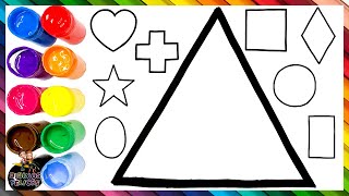 Dibuja y Pinta 10 Formas Geométricas De Arcoiris 🔺🟠⭐🟩🔷💜➕♦️🎨🖌️ Dibujos Para Niños [upl. by Seana]