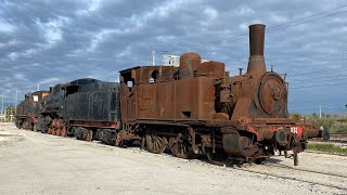 IL DELICATO TRAINO DELLE TRE LOCOMOTIVE A VAPORE DA RIMINI A SANTARCANGELO DI ROMAGNA [upl. by Anirtak]