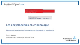 Encyclopédies en criminologie [upl. by Ulrick416]