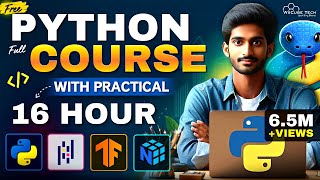 PYTHON Full Course for Beginners in 16 Hour with Projects  Questions  Learn Python Tutorial 2024 [upl. by Adnamra]