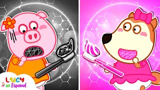 Lucy pasta dental Rosa vs pasta dental Negro Desafío  Videos para Niños🌈 LucyEnEspanol [upl. by Aicilec]