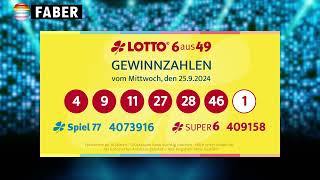 FABER Lotto · LottoGewinnzahlen vom Mittwoch den 25092024 [upl. by Jemy]