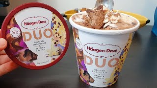 HäagenDazs DUO Belgian Chocolate amp Vanilla Crunch Ice Cream Review General Mills Ice Cream [upl. by Cicero]