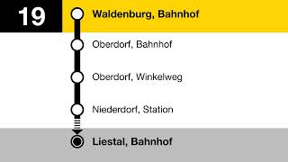 PostAuto Ansagen » BE 19 Waldenburg Bahnhof — Liestal Bahnhof  Bahnersatz 2022  SLBahnen [upl. by Dazhehs]