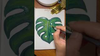 Easy Monstera Leaf Gouache Painting gouache monstera gouachepainting easyart leafpainting bts [upl. by Ennaej497]