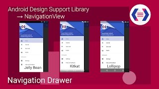 Navigation Drawer  NavigationView  Android Design Support Library [upl. by Aramac]