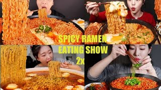 Asmr  Eating Spicy Ramen NoodlesKimchi Tofu  Sausage  EATING COMPILATION SHOW  Mukbang [upl. by Gardy]