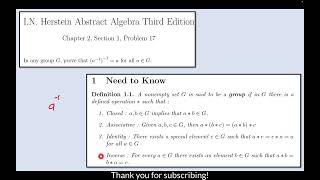 2117  Herstein Chapter 2 Section 1 Problem 17 [upl. by Arrol]