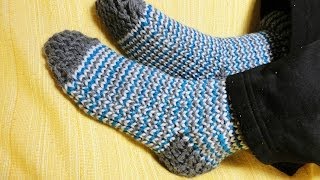 How to Loom Knit Socks DIY Tutorial Old Version [upl. by Aidualk947]