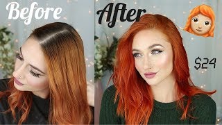 How I touch up my roots and color at home WITHOUT BLEACH  Orange hair DIY [upl. by Ifen]