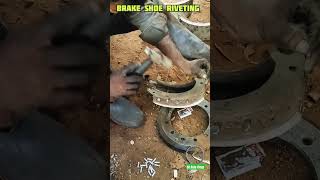 Brake shoe riveting  Truck brake shoe  Aluminum rivets [upl. by Herrah158]