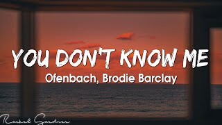 Ofenbach  You Dont Know Me  ft Brodie Barclay Lyrics [upl. by Kursh]