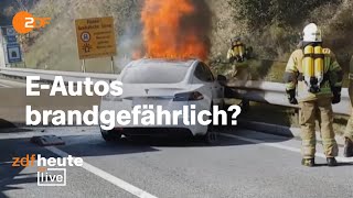 Brandgefahr So unterscheiden sich EAutos und Verbrenner  ZDFheute live [upl. by Seagraves965]