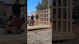 Framing A Shed Walls Time Lapse construction yellowstonepostframe diy framing [upl. by Ynnelg]