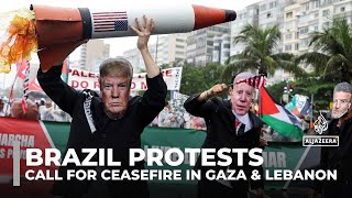 Brazil protests ahead of G20 summit Demonstrators call for ceasefire in Gaza and Lebanon [upl. by Mensch]