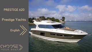 PRESTIGE 620 by PRESTIGE YACHTS Guided Tour Video in English [upl. by Adlog855]