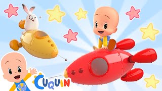 Balloon rockets  Cleo amp Cuquin  Toddlers Learning [upl. by Aelhsa]