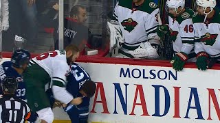 Wild and Jets scuffle with 10 seconds left as Winnik and Tanev scrap [upl. by Adnof]