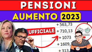 UFFICIALE TABELLA AUMENTO PENSIONI 2023 📈 TUTTI I NUOVI IMPORTI da GENNAIO  AUMENTI MINIME INVALIDI [upl. by Acinorej]