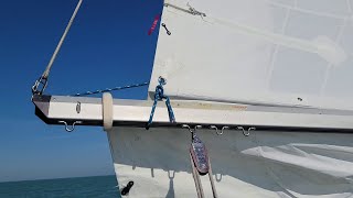 Captain Daggett Sailing Tips  Setting the reefing line on the boom [upl. by Austin]