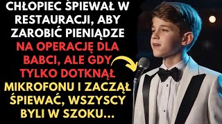 Chłopiec ŚPIEWAŁ w RESTAURACJI aby zapłacić za OPERACJĘ swojej BABCI ale kiedy wziął [upl. by Aldora715]