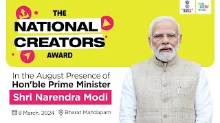 WATCH LIVE PM Modi presents firstever NationalCreatorsAward at Bharat Mandapam New Delhi [upl. by Nnylyahs465]