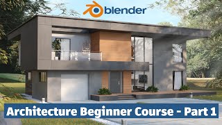 Modern house in Blender  Full tutorial series  Part 1 [upl. by Enyawad864]